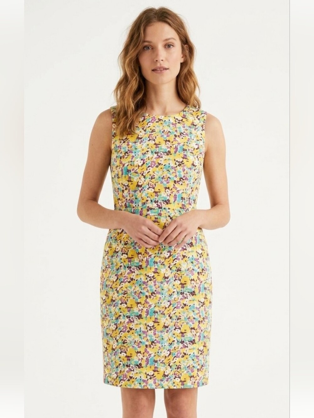 Boden Yellow Floral Cotton Sheath Dress size 6